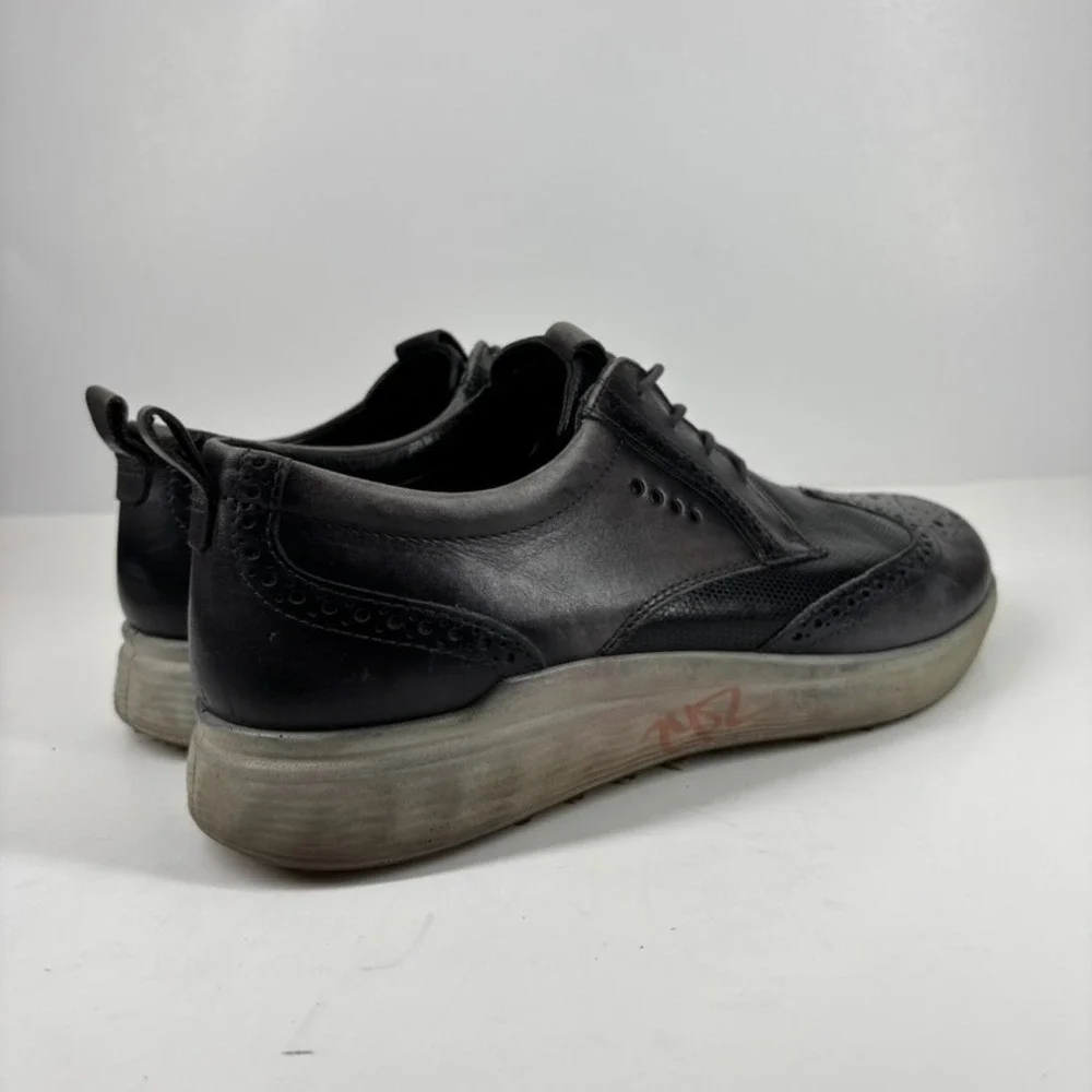 ECCO S-Classic Men's US 9 Magnet Leather Brogue Wingtip Spikeless‎ Golf Shoes